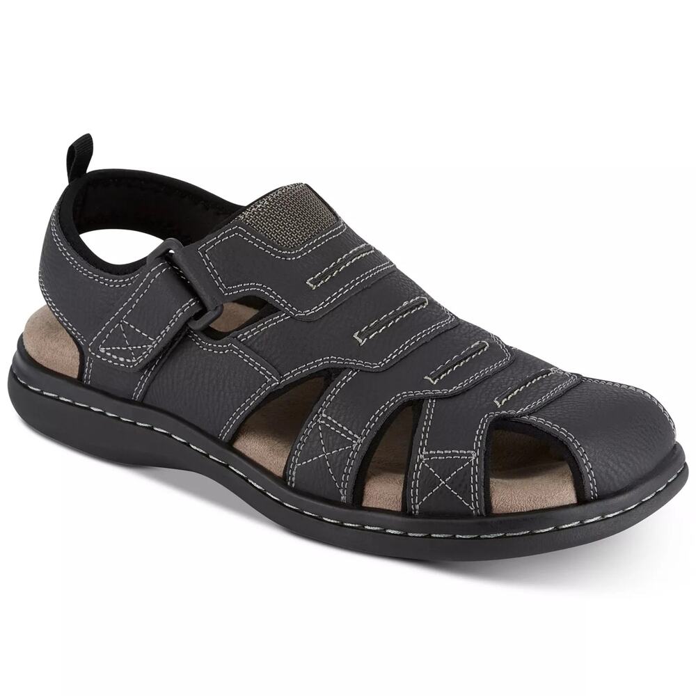 Dockers Men Closed-Toe Fisherman Sandals Searose Size US 9M Black Faux Leather
